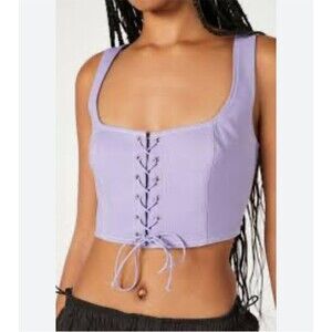 Forever 21 Sleeveless Lace-Up Crop Top  Women's S   Purple  Corset-Inspired